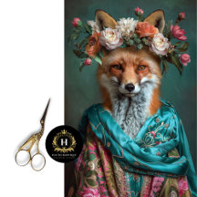 Vintage Floral Boho Queen Fox Découpage