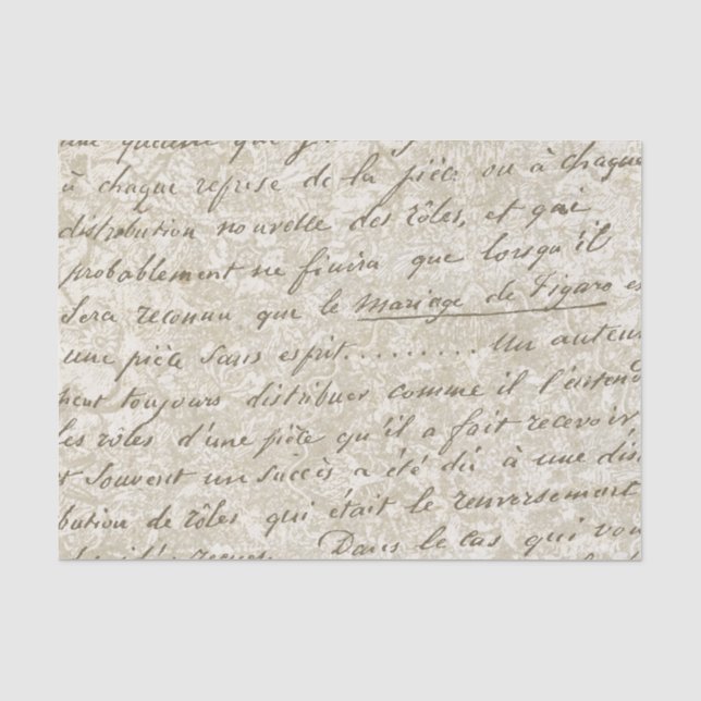 Papier Mousseline Vintage Floral Or Script français (Recto)