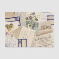 Vintage French Postcard Beach Floral Collage