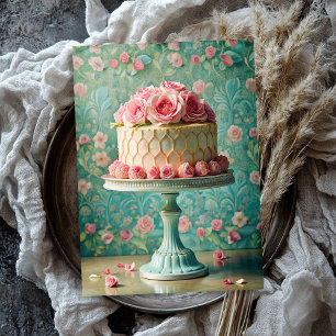 Papier Mousseline Vintage gâteau rose chic shabby aux roses roses ro