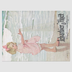 Papier Mousseline Vintage Girl Sandy Beach Typographie française Océ