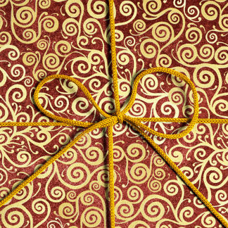 Papier Mousseline Vintage Gold Fils Motif Élégant Rouge Noël