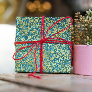 Papier Mousseline Vintage Gold Swirls Motif Luxe Boho Classy