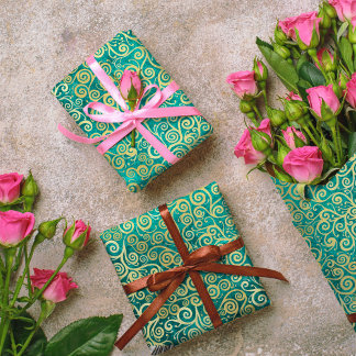 Papier Mousseline Vintage Gold Swirls Motif Luxe Boho Classy