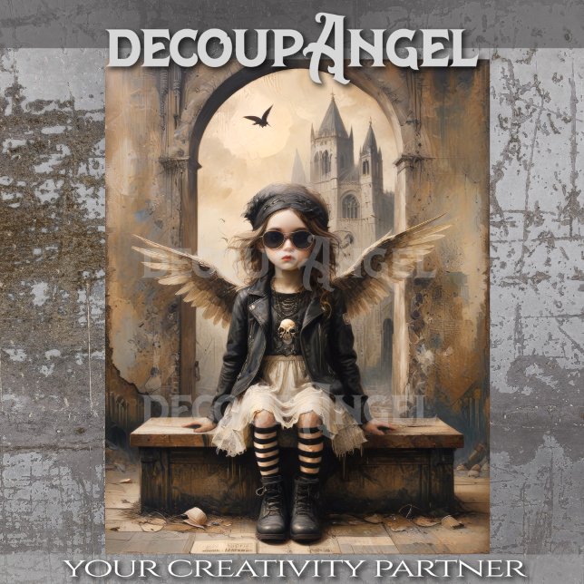 Papier Mousseline Vintage Gothic Angel Decoupage (Créateur téléchargé)