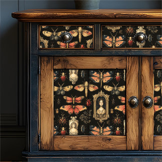 Papier Mousseline Vintage Gothic Victorian Cameo Women Moths Beetles