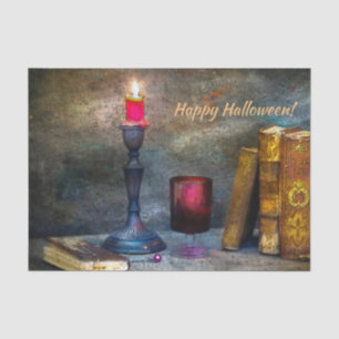 Papier Mousseline Vintage Halloween Red Candle & vieux livres