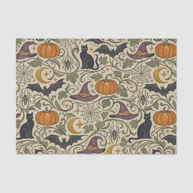 Papier Mousseline Vintage Halloween Scrollwork (Recto)