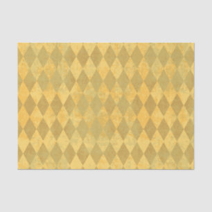 Papier Mousseline Vintage Harlequin Gold Distressed Diamond Motif