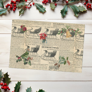Papier Mousseline Vintage Holiday Decoupage Journal magazine Sled