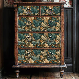 Papier Mousseline Vintage Jade Floral William Morris Style Feuille