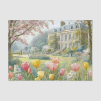 Papier Mousseline Vintage jardin et manoir de fleurs victoriennes