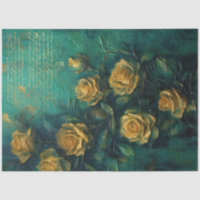 Vintage jaune roses feuille d'or émeraude vert pro