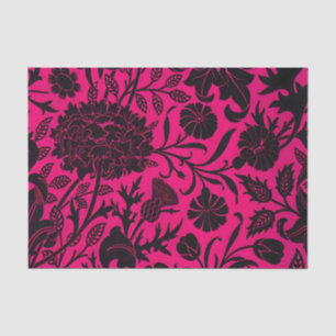 Papier Mousseline Vintage joli motif floral noir sur le néon