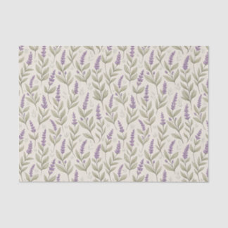 Papier Mousseline Vintage Lavender Sprigs Cream Botanical Farmhouse