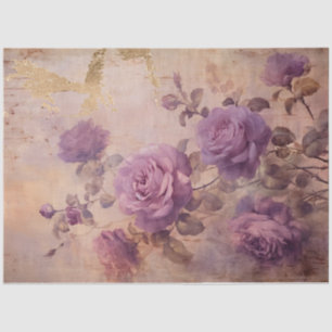 Papier Mousseline Vintage mauve rose or feuille grunge mur