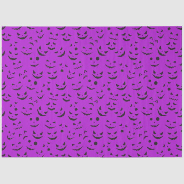 Papier Mousseline Vintage moderne Halloween violet Citrouille sourir (Recto)