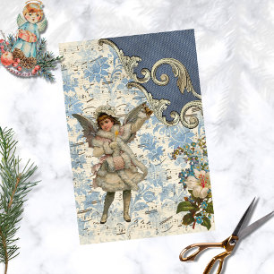 Papier Mousseline Vintage Noël Angel Chanson Découpage Artisanat