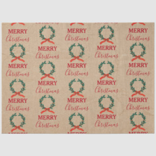 Papier Mousseline Vintage Noël Berry Wreath Holiday Kraft