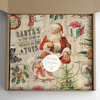 Papier Mousseline Vintage Noël Collage Découpage