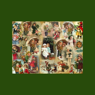 Papier Mousseline Vintage Noël Enfants Découpage Tissu papier