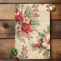 Vintage Noël Floral Ephémère Découpage