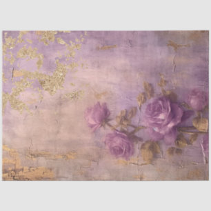 Papier Mousseline Vintage or Anglais rose profond violet feuille d'o