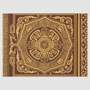 Papier Mousseline Vintage or et Brown japonais Motif décoratif