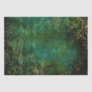 Papier Mousseline Vintage or Floral Grunge Arlequin Damask