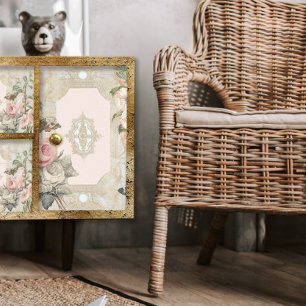 Papier Mousseline Vintage Paris Rose Gold Floral Français XL Découpa