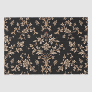 Papier Mousseline Vintage Retro Black et Gold toile de jouy
