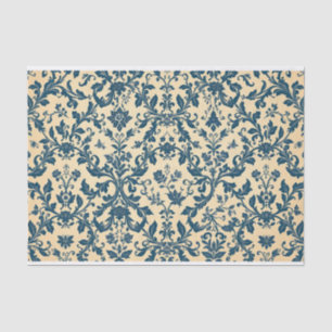 Papier Mousseline Vintage Retro Blue toile de jouy