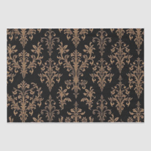 Papier Mousseline Vintage Rétro Noir et Or toile de jouy