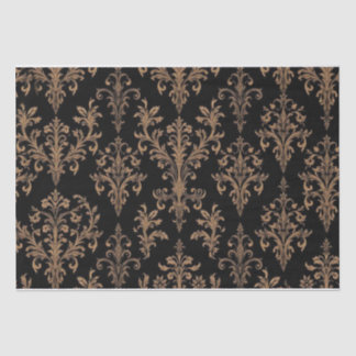 Papier Mousseline Vintage Rétro Noir et Or toile de jouy