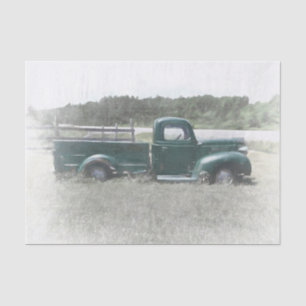 Papier Mousseline Vintage Retro Rustic Green Country Camion de ferme