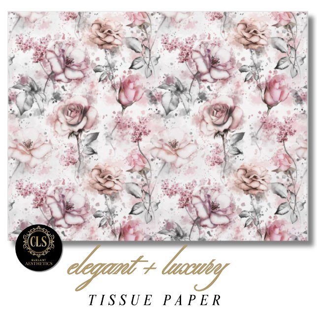 Papier Mousseline Vintage Rose Ephemera Gift  (Tissue Paper – Vintage Rose Ephemera)