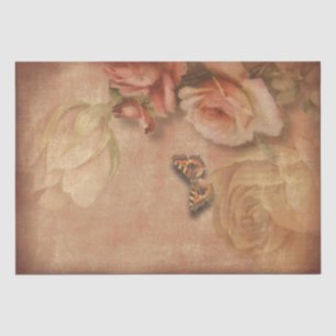 Papier Mousseline Vintage Rose et papillon chic