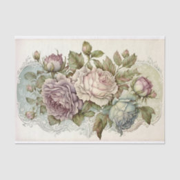 Papier Mousseline Vintage, roses Cottagecore