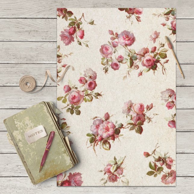 Papier Mousseline Vintage Roses Decoupage (Créateur téléchargé)