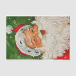 Papier Mousseline Vintage Santa Claus Red Green Tissue Paper