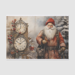 Papier Mousseline Vintage Satna Claus Père Noël Découpage