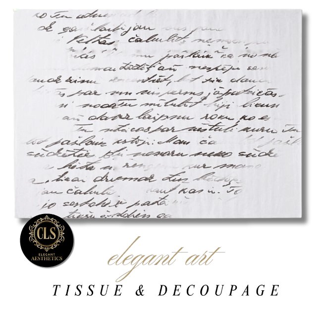 Papier Mousseline Vintage Script Letter Decoupage  (Tissue Paper - Vintage Script Letter Decoupage)