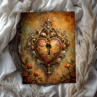 Papier Mousseline Vintage serrure en métal victorien serrure orné fl