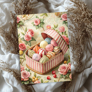 Papier Mousseline Vintage shabby chic boîte cadeau avec bonbons rose