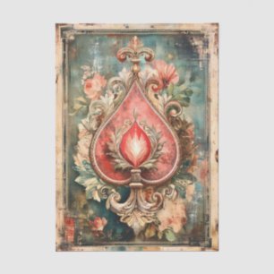 Papier Mousseline Vintage Shabby Chic Forme de Bêche EC9 Découpage