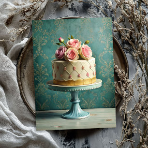 Papier Mousseline Vintage shabby chic gâteau rose blush roses