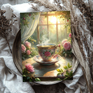 Papier Mousseline Vintage shabby chic tasse de thé anglais rose