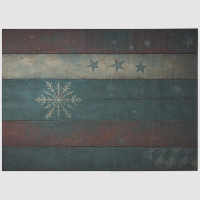 Papier Mousseline Vintage Snowflake & Star Striped Background | Dark (Recto)