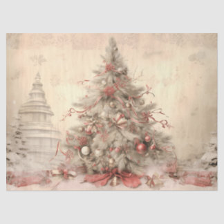 Papier Mousseline Vintage Soft Beige Christmas X-mas Tree Decoupage 