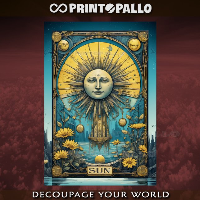 Papier Mousseline Vintage Tarot Sun Card (Créateur téléchargé)